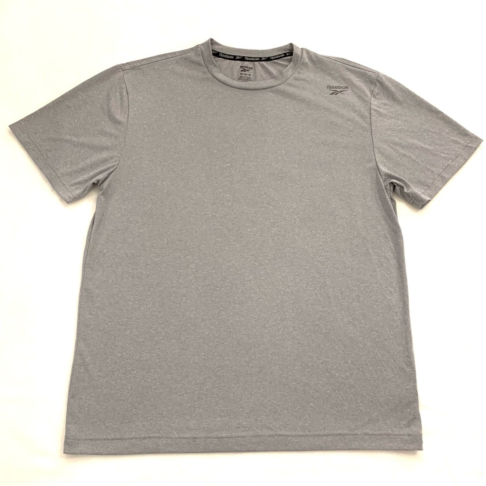 Reebok Athletic Mens Medium Grey Polyester Shirt Tshirt Tee Gray Top